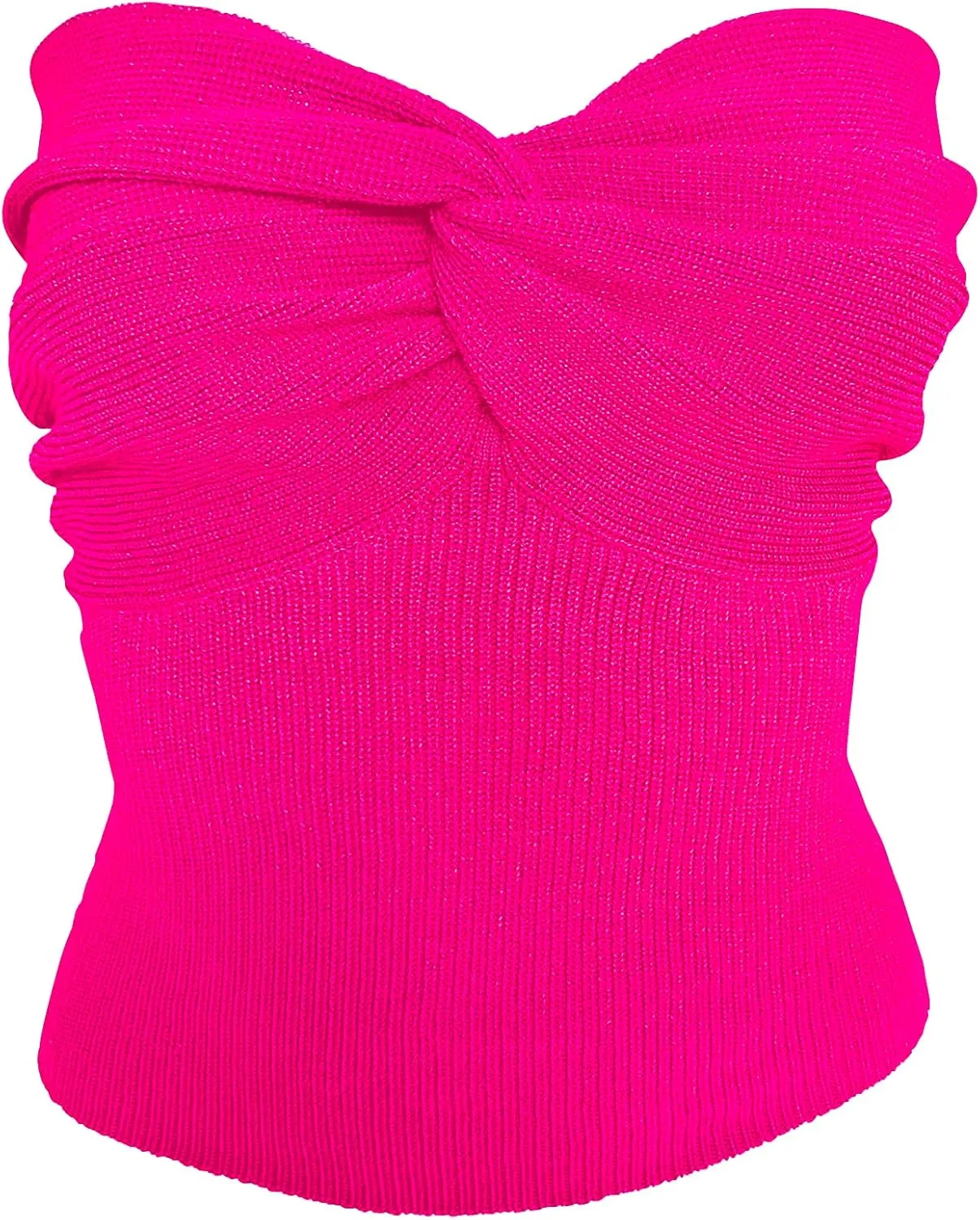 Women's Sexy Crop Tops Strapless Twisted Front Ribbed Knit Tube Top Sleeveless Sweetheart Neck Y2K Camisole Tank Top