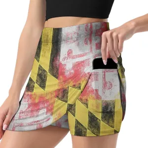 Womens Short Skirt Flag of Maryland Golf-Skirts Classic Mini Skirt High Waist Workout Skort
