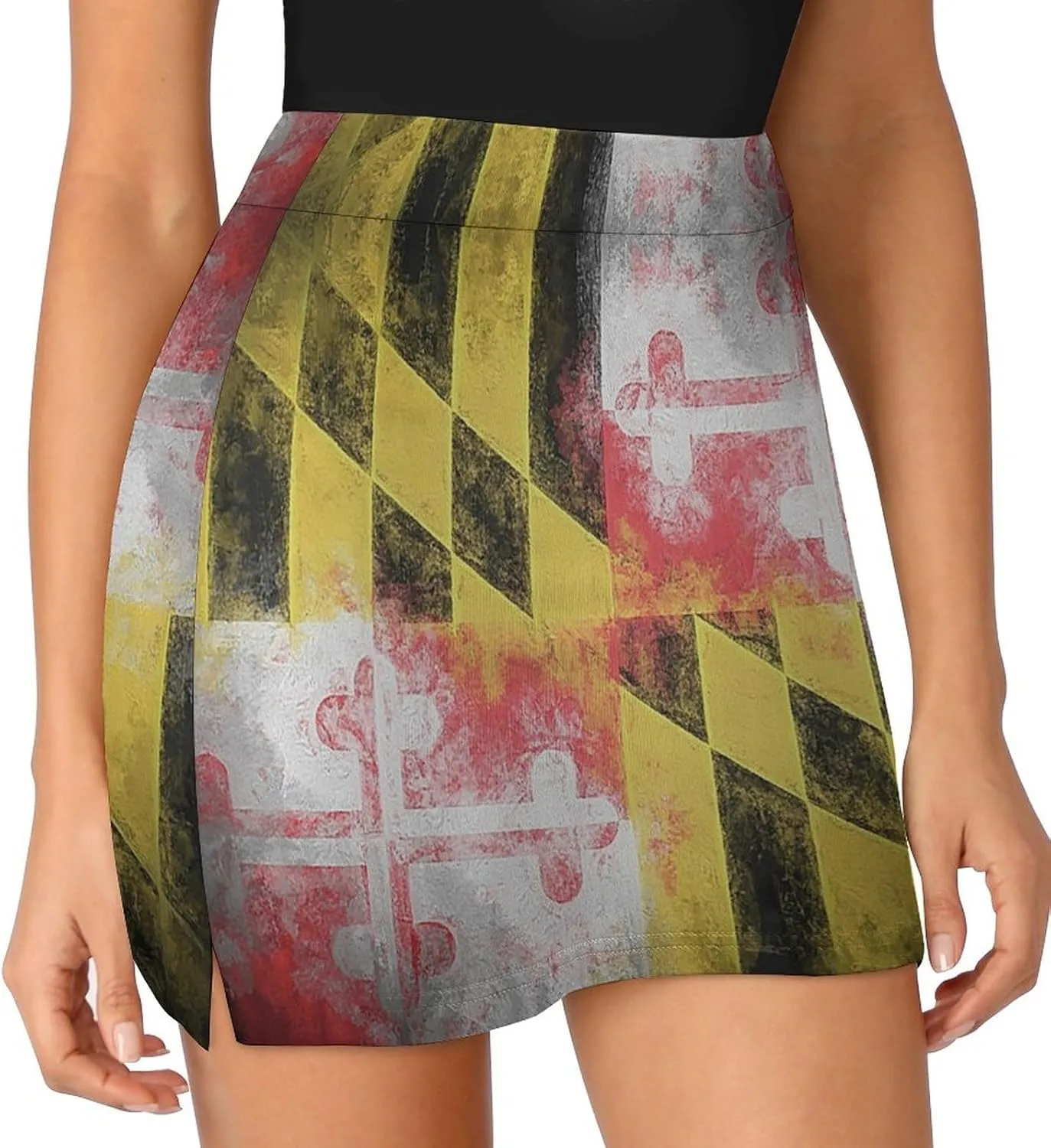 Womens Short Skirt Flag of Maryland Golf-Skirts Classic Mini Skirt High Waist Workout Skort