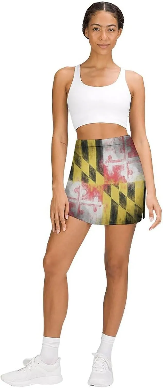 Womens Short Skirt Flag of Maryland Golf-Skirts Classic Mini Skirt High Waist Workout Skort