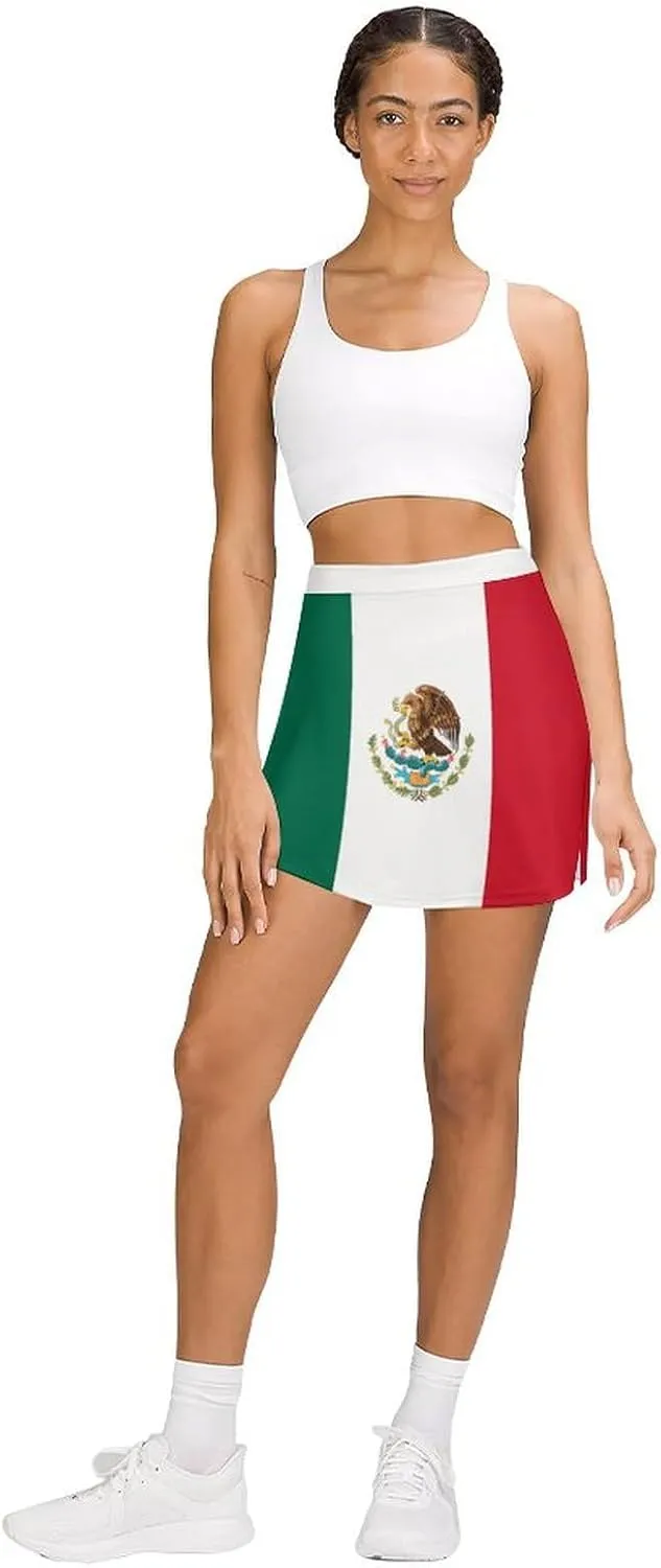 Womens Short Skirt Flag of Panama Golf-Skirts Classic Mini Skirt High Waist Workout Skort