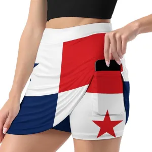 Womens Short Skirt Flag of Panama Golf-Skirts Classic Mini Skirt High Waist Workout Skort