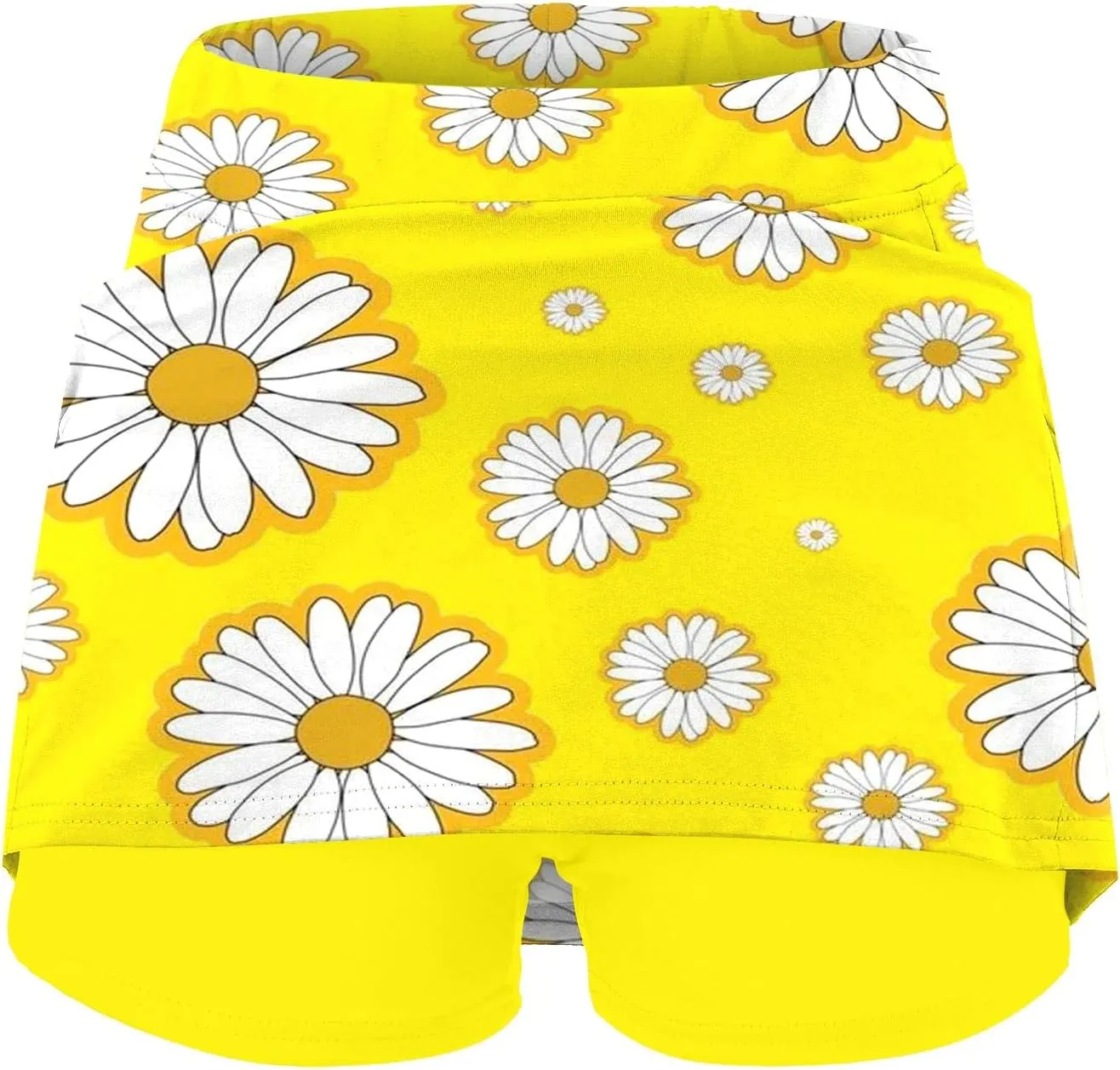 Women's Skorts with Pockets Floral Printed Mid Waist Culottes Short Skirts Casual Yoga Sports Pants Skirt with Shorts