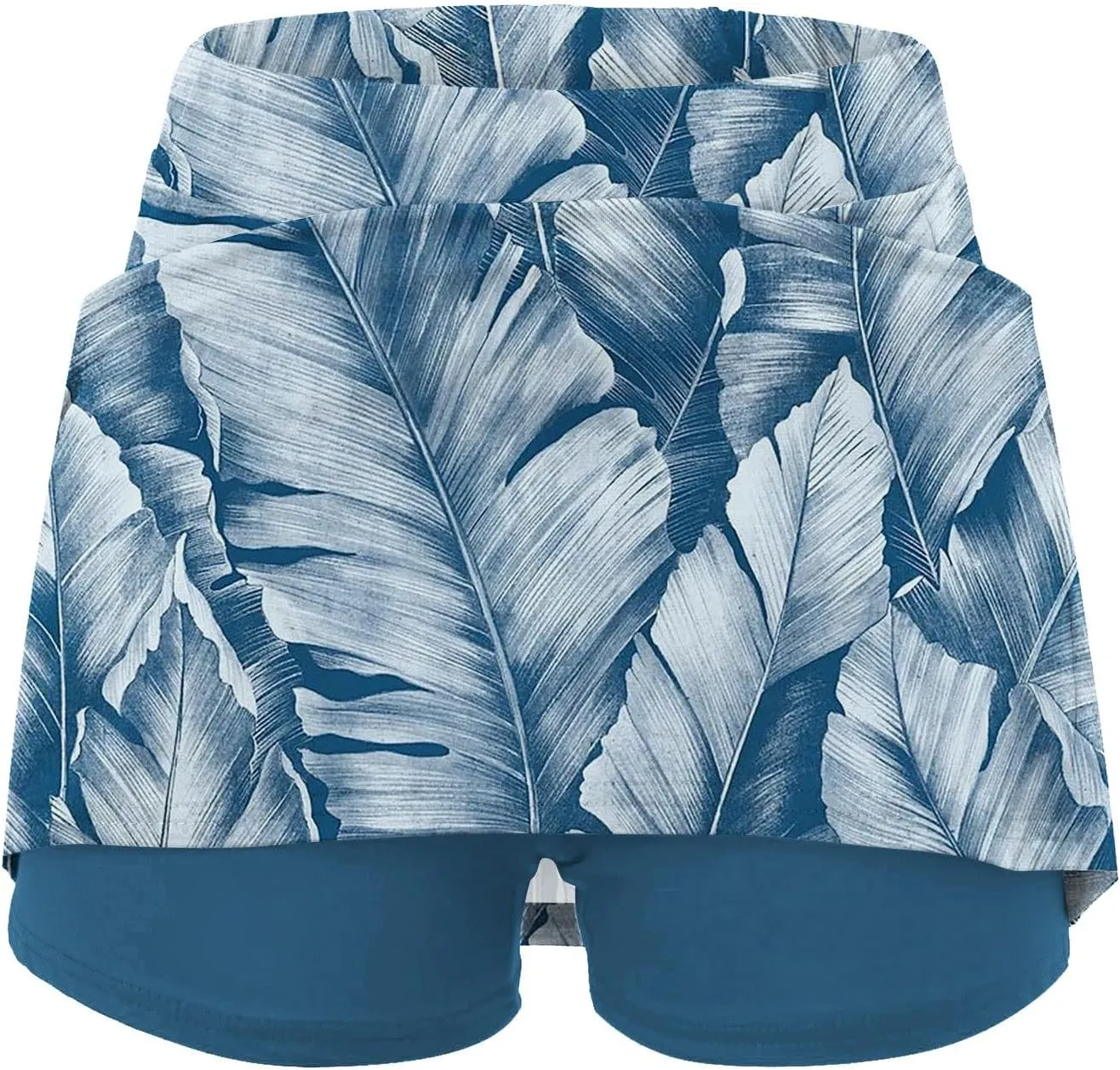 Women's Skorts with Pockets Floral Printed Mid Waist Culottes Short Skirts Casual Yoga Sports Pants Skirt with Shorts