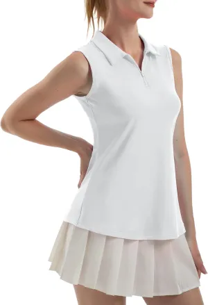 Women's Sleeveless Polo Golf Tennis Shirt Tank Tops T-Shirts V-Neck with Collar Quick Dry Workout Athletic