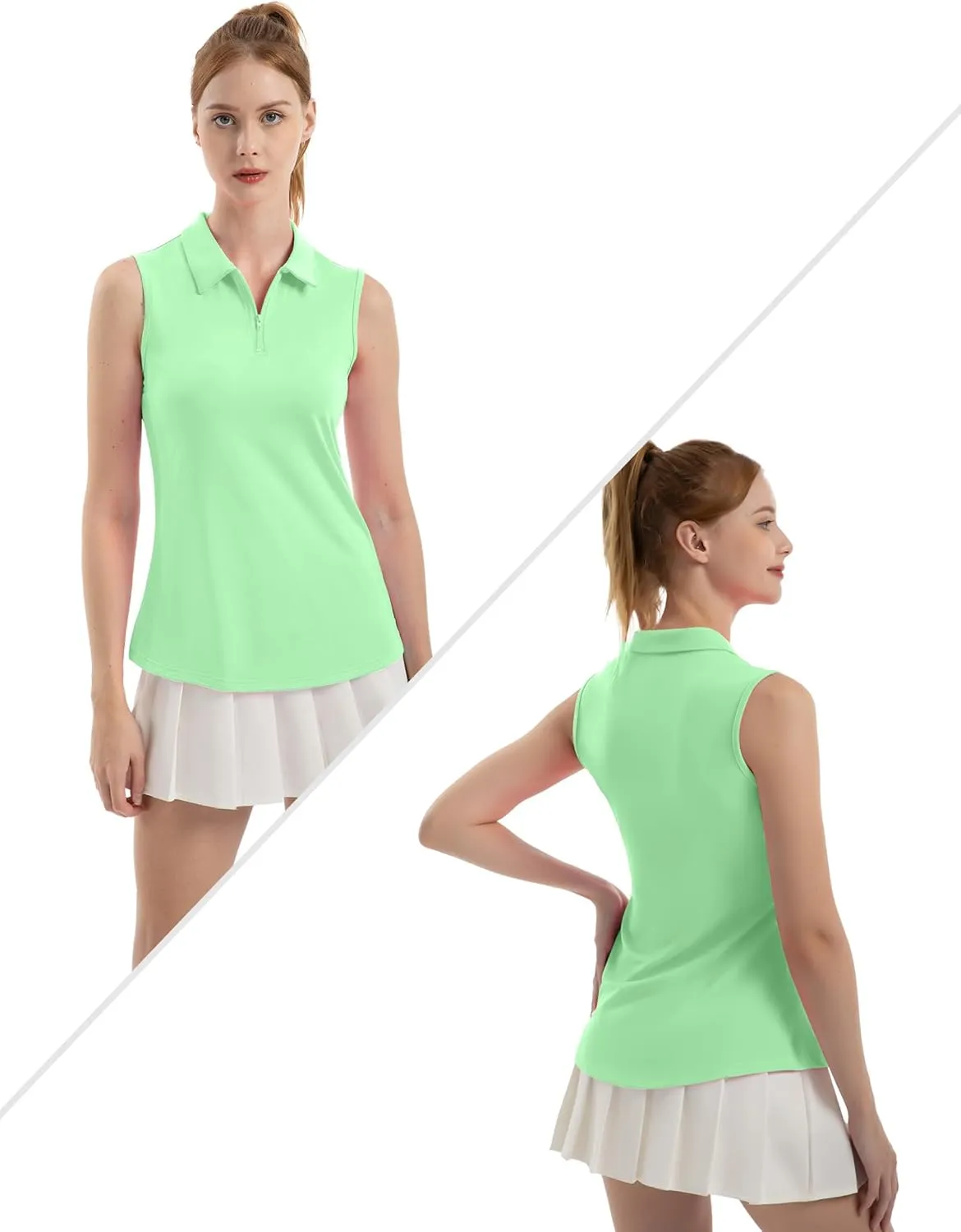 Women's Sleeveless Polo Golf Tennis Shirt Tank Tops T-Shirts V-Neck with Collar Quick Dry Workout Athletic