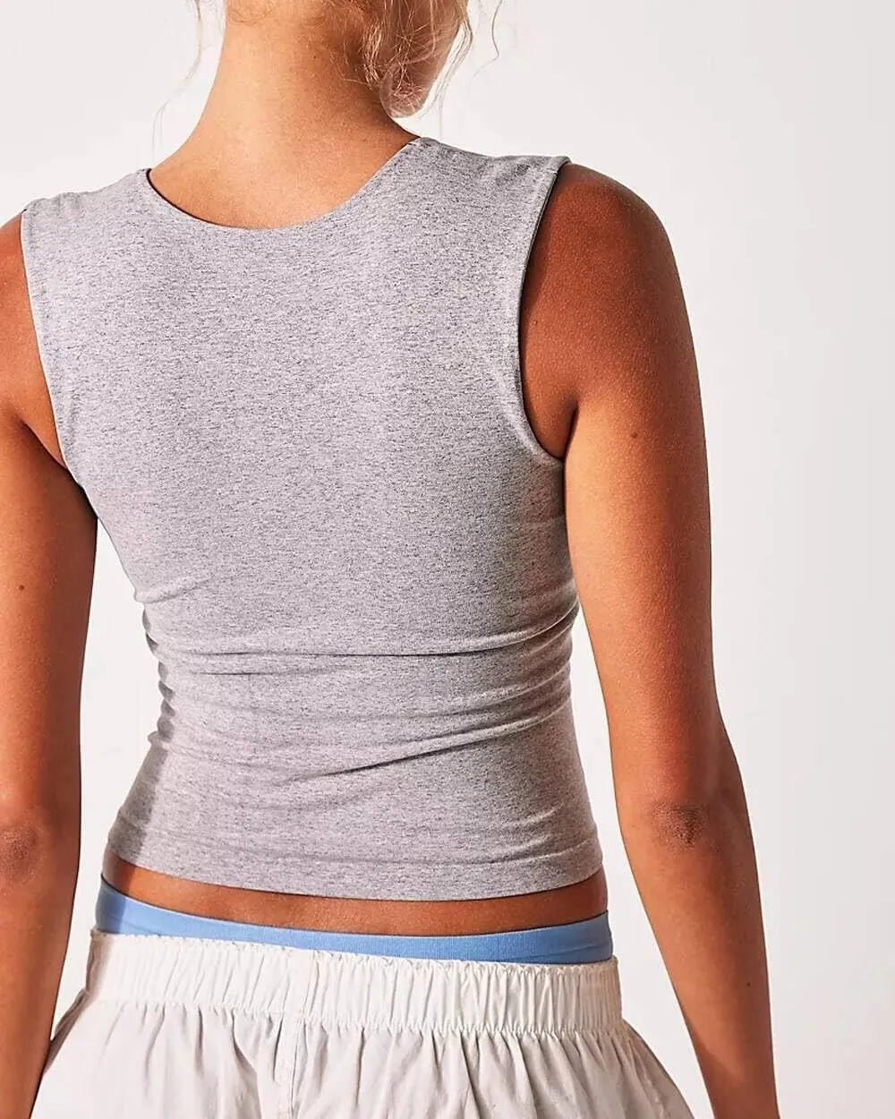 Womens Sleeveless Ribbed Tank Top Spaghetti Strap Crop Top Slim Fit Scoop Neck Basic Cami Shirts Summer Camisole