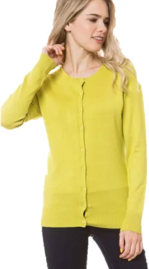 Women's Solid Basic Stretch Button Down Knit Sweater Cardigan