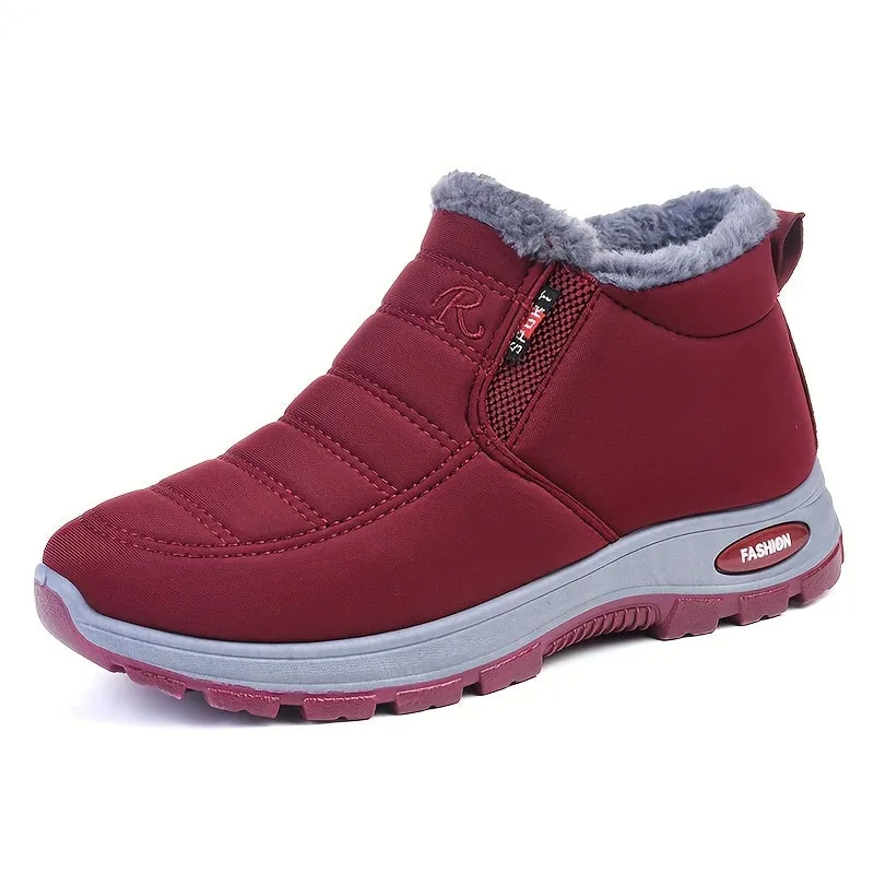 Women's Solid Color Fluffy Boots, Platform Soft Sole Winter Thermal Lining Boots, Non-slip Warm Snow Boots