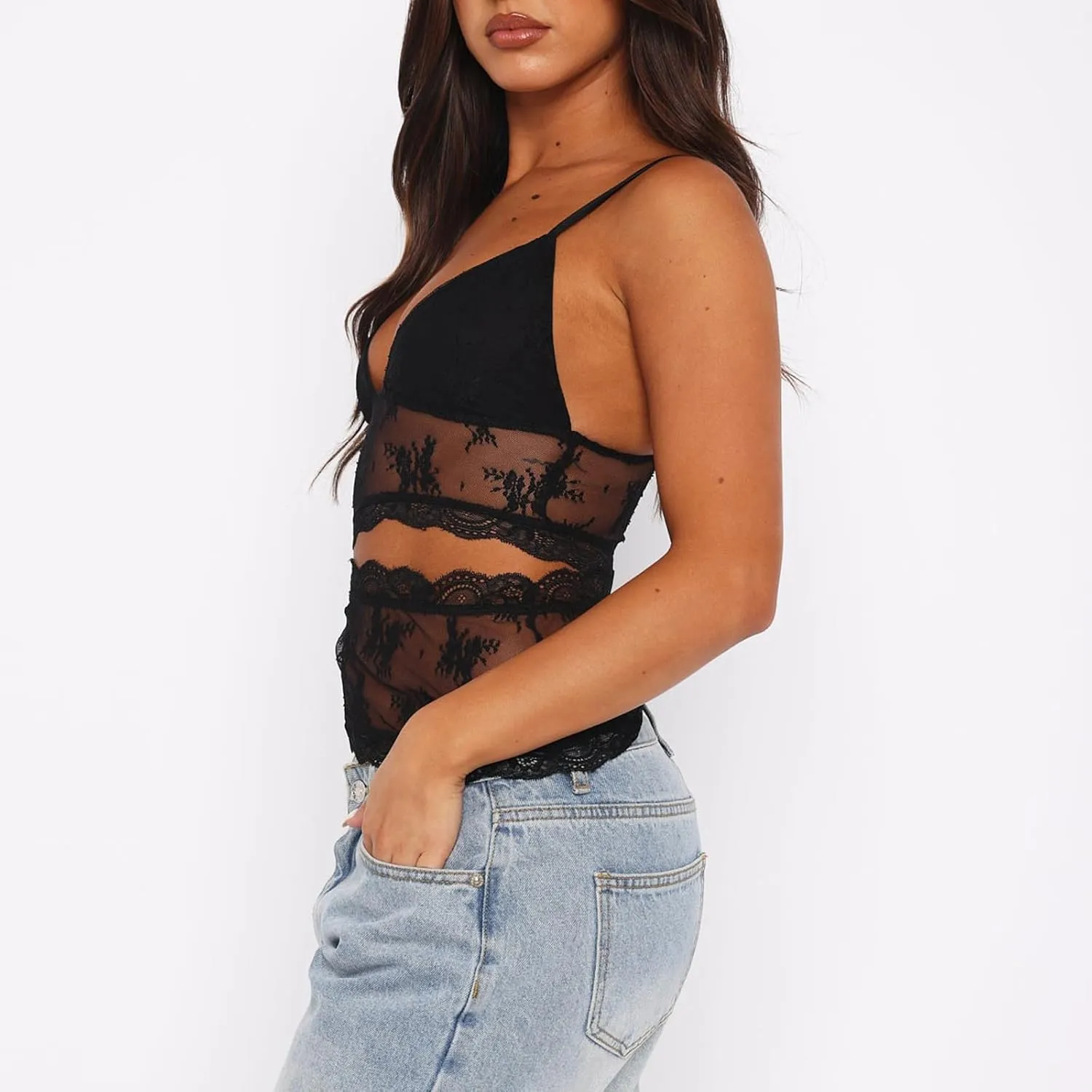 Women's Tank Top Spaghetti Strap Camisoles Sleeveless Square Neck Cami Tops Lace Crop Tank Top Summer Y2K Streetwear