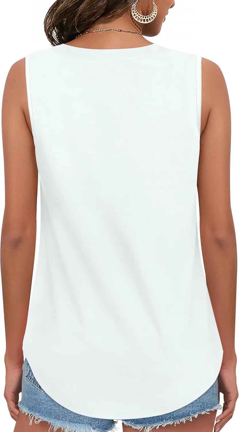 Womens Tank Tops V Neck Summer Casual Sleeveless Cotton Tee Shirts
