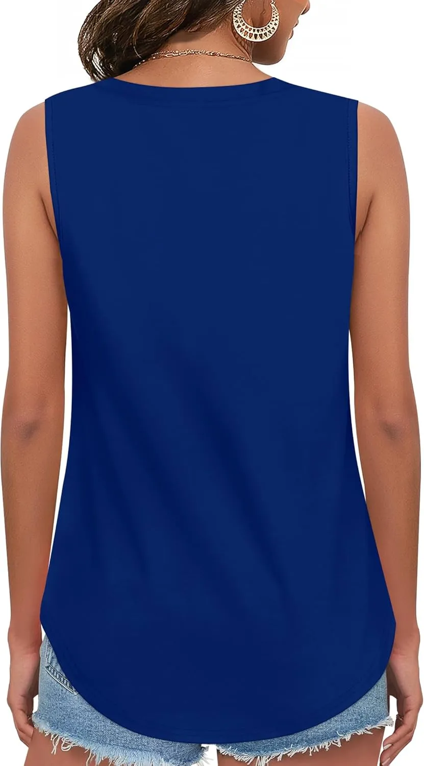 Womens Tank Tops V Neck Summer Casual Sleeveless Cotton Tee Shirts