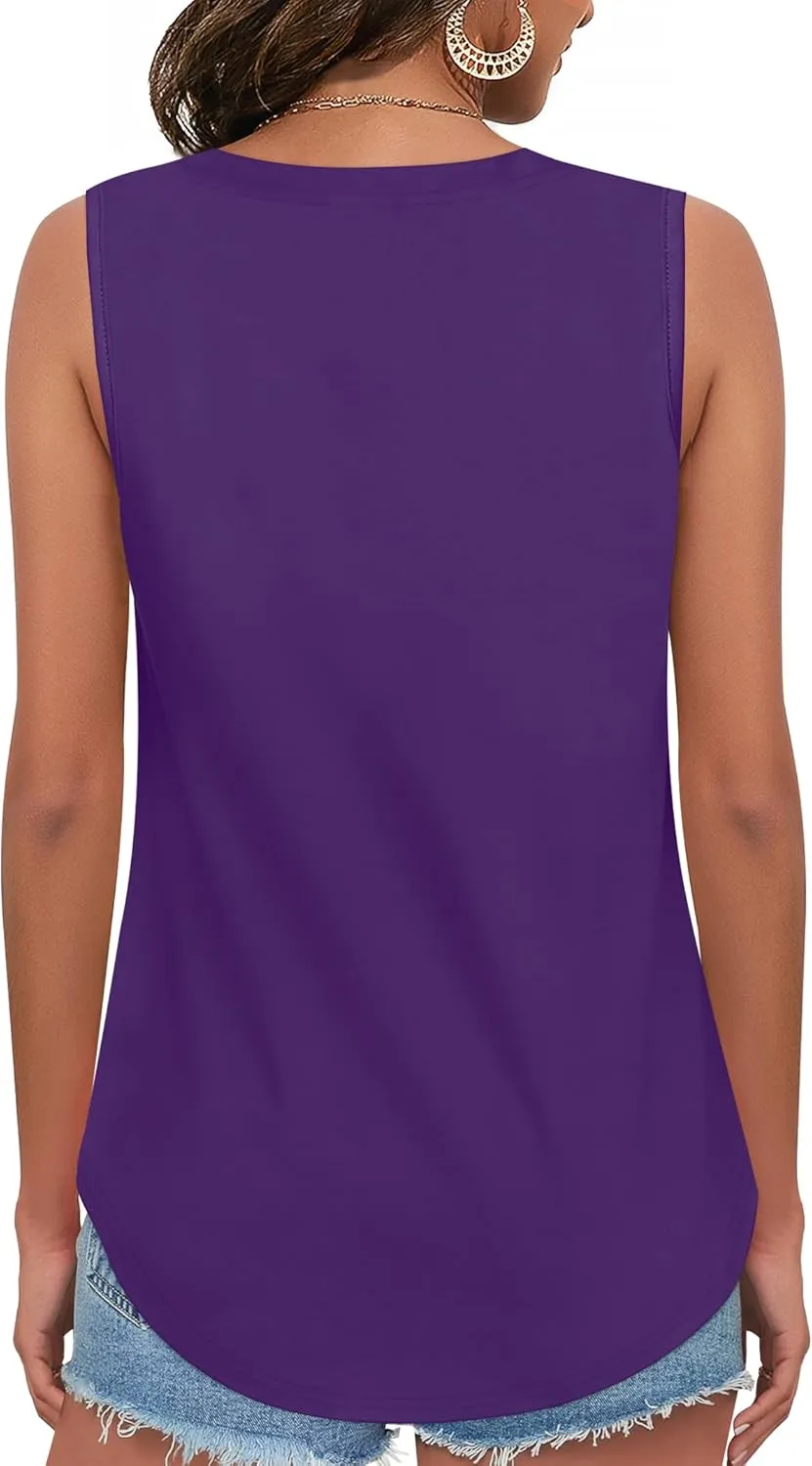 Womens Tank Tops V Neck Summer Casual Sleeveless Cotton Tee Shirts