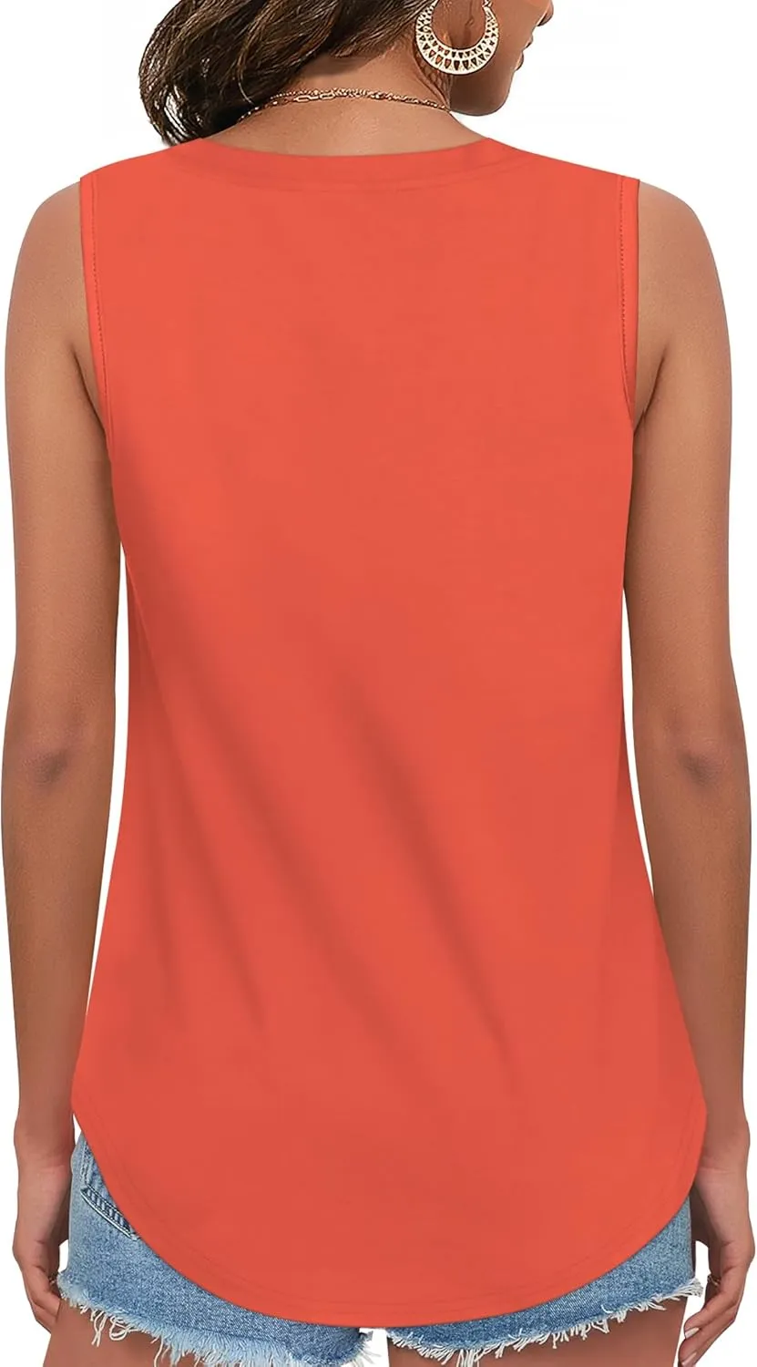 Womens Tank Tops V Neck Summer Casual Sleeveless Cotton Tee Shirts