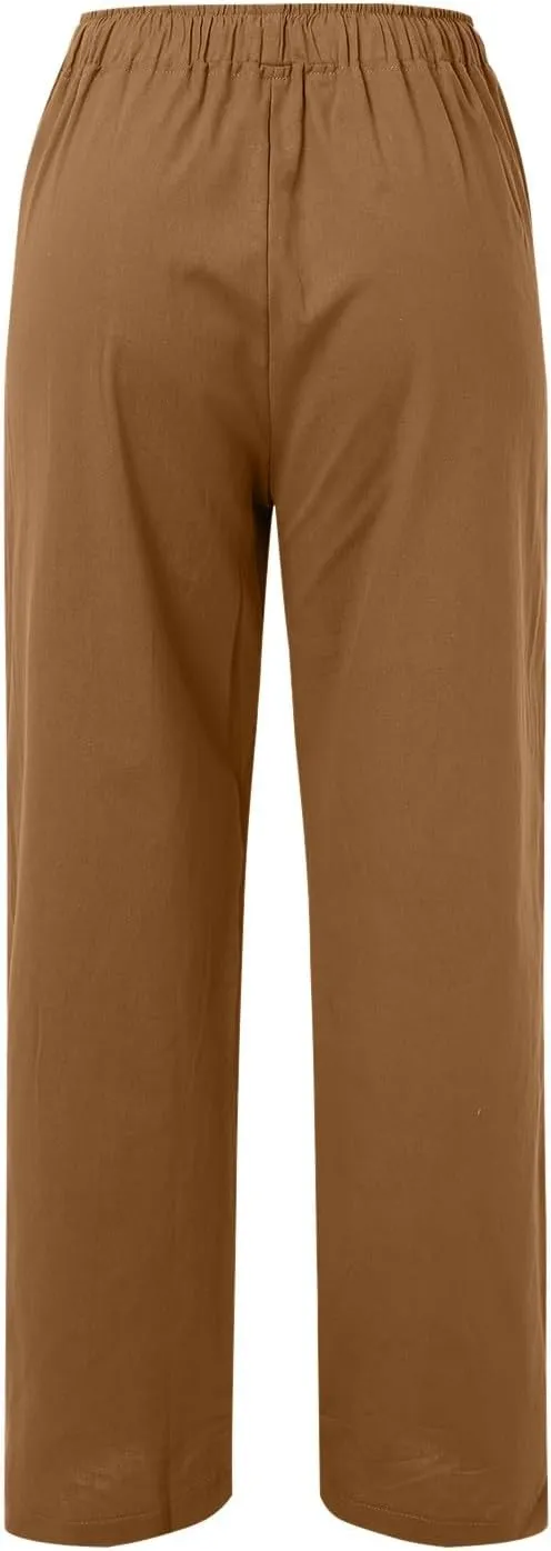 Womens Wide Leg Harem Pants Winter Tight Travel Jeans with Pockets Flare Leggings Elastic Waist