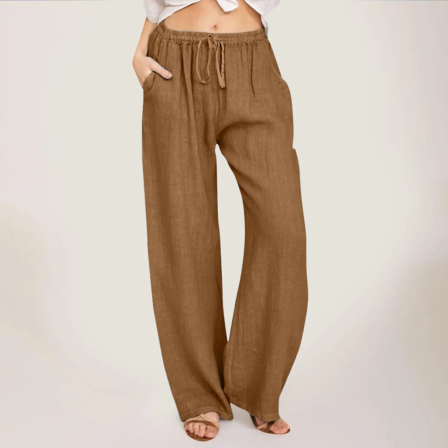 Womens Wide Leg Harem Pants Winter Tight Travel Jeans with Pockets Flare Leggings Elastic Waist
