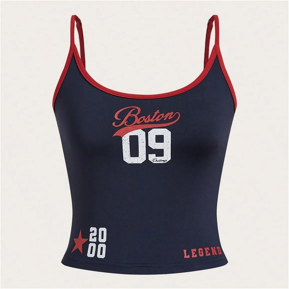 Women's Y2K Number Letter Cami Top Sleeveless Jersey Camisole Scoop Neck Slim Fitted Crop Top Spaghetti Strap Tank
