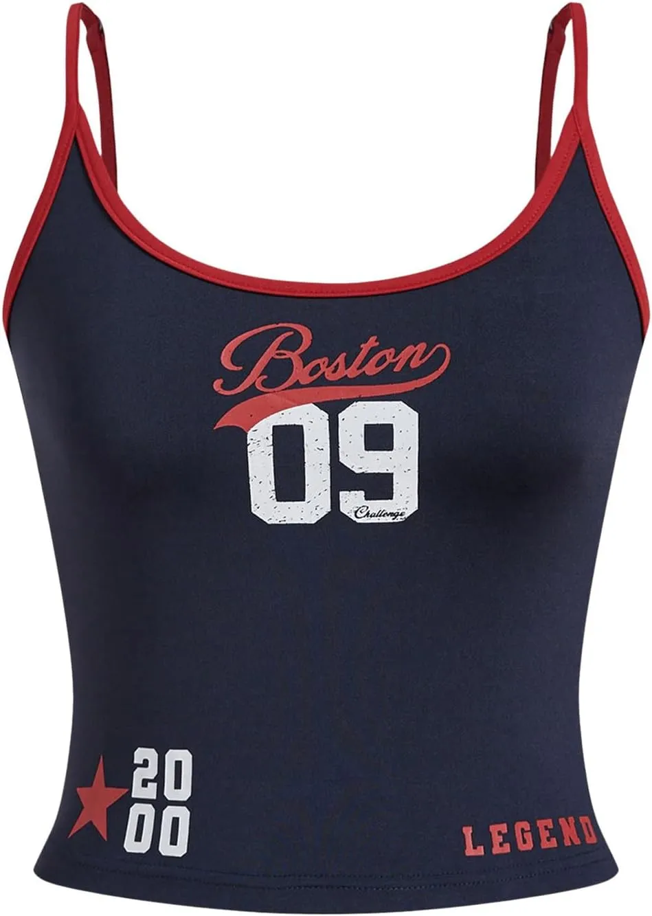 Women's Y2K Number Letter Cami Top Sleeveless Jersey Camisole Scoop Neck Slim Fitted Crop Top Spaghetti Strap Tank