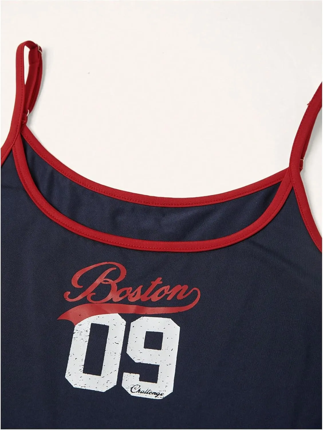 Women's Y2K Number Letter Cami Top Sleeveless Jersey Camisole Scoop Neck Slim Fitted Crop Top Spaghetti Strap Tank