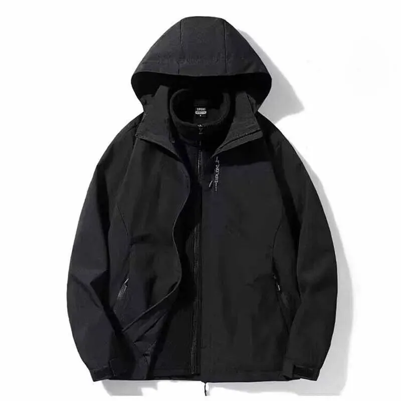 xakxx-Autumn Outdoor Storm Jacket Women Men Winter Detachable 2pcs Fleece&Thicken Warm Waterproof  Windproof Jacket Plus Size 5XL 4XL
