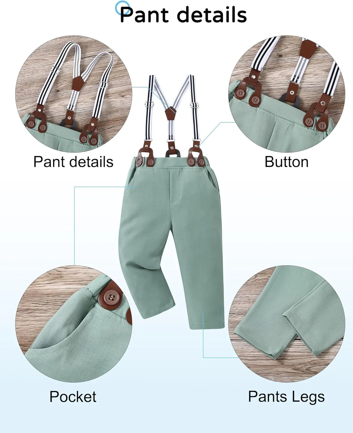YALLET Toddler Baby Boy Clothes Suit Gentleman Wedding Outfits Formal Dress Shirt Bowtie Suspender Pants