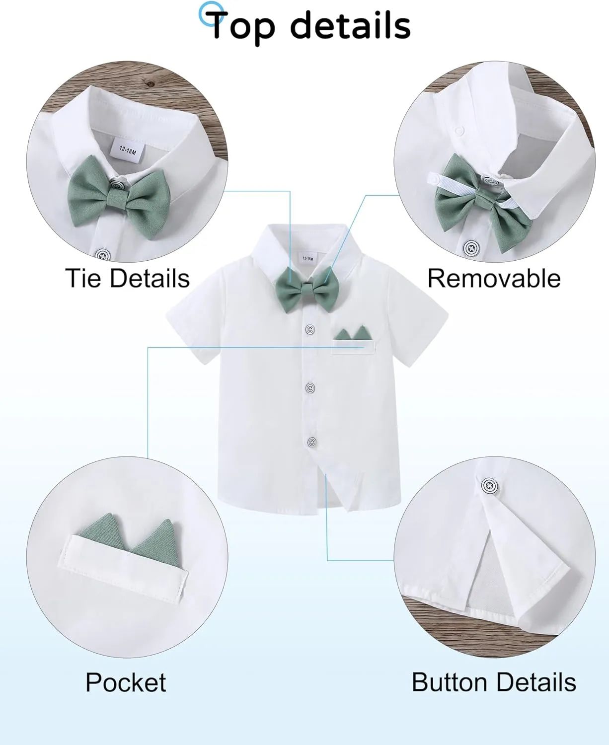 YALLET Toddler Baby Boy Clothes Suit Gentleman Wedding Outfits Formal Dress Shirt Bowtie Suspender Pants