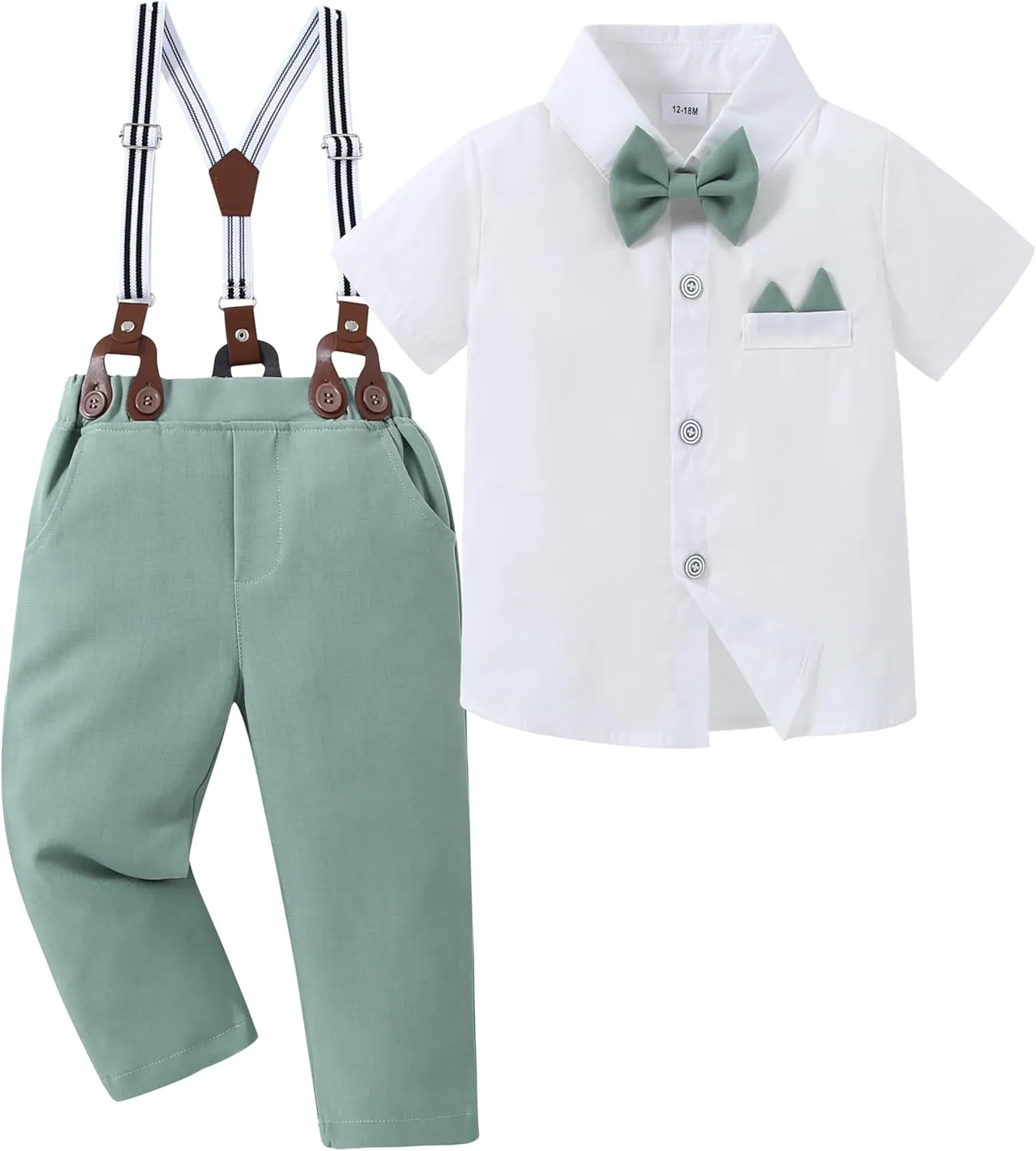 YALLET Toddler Baby Boy Clothes Suit Gentleman Wedding Outfits Formal Dress Shirt Bowtie Suspender Pants