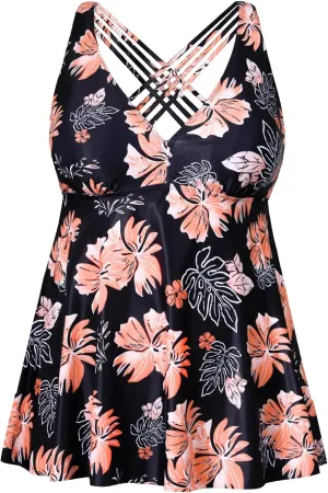Yonique Plus Size Tankini Tops for Women No Bottom Flowy Bathing Suit Top V Neck Swim Top