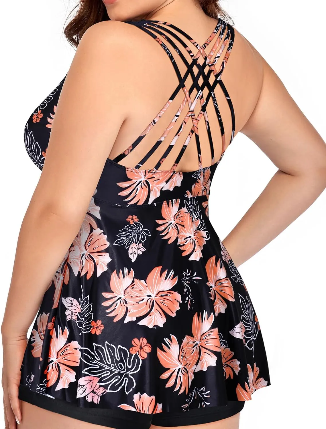 Yonique Plus Size Tankini Tops for Women No Bottom Flowy Bathing Suit Top V Neck Swim Top