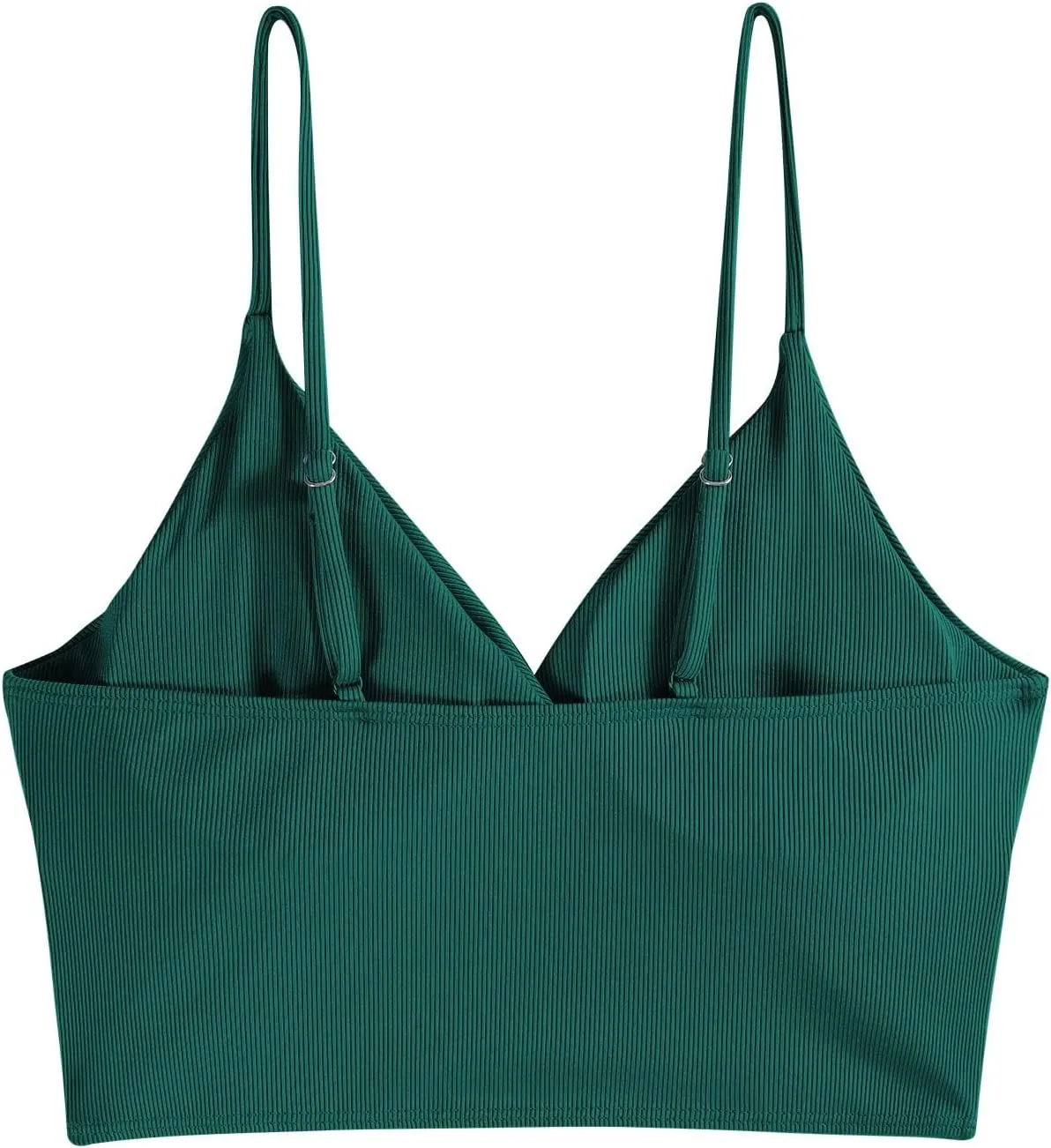 ZAFUL Women's V Neck Tankini Top Ribbed Adjustable Spaghetti Straps Bikini Top Bathing Suit Swim Tops