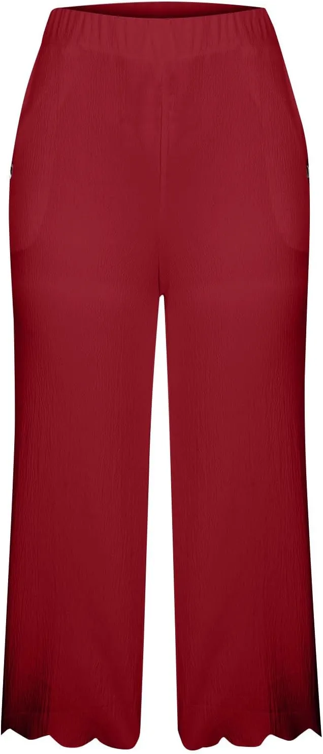 ZDRZK High Waisted Linen Pants for Women Summer 2023 Casual Wide Leg Pants with Pockets Loose Comfy Cropped Lounge Trousers