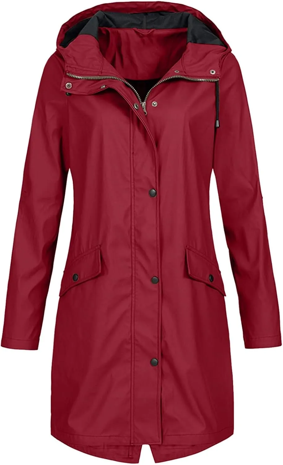 ZYXTIM Women's Oversize Raincoat Waterproof Lightweight Hooded Rain Jacket Loose Warm Winderbreaker Rain Slicker Trench Coat